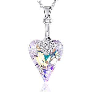 14K Gold Plated Swarovski Crystal Heart Pendant Necklace